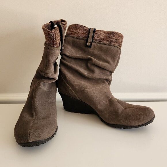 Merrell Lily Gray Vibram Slouchy Ankle Boot | Size 8.5 | Wedge Heel J46132 - Picture 6 of 7